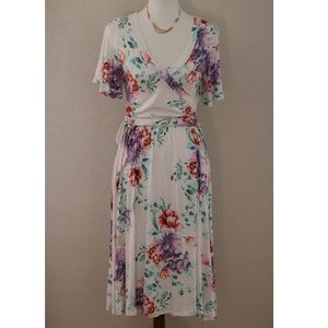Floral Wrap Midi Dress